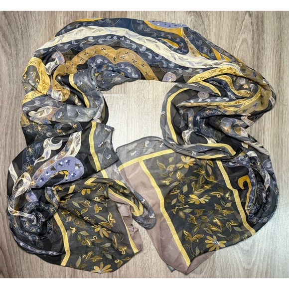 Jim Thompson Silk Floral Scarf Wrap Rectangle Delicate Sheer Flower Design - Picture 6 of 7